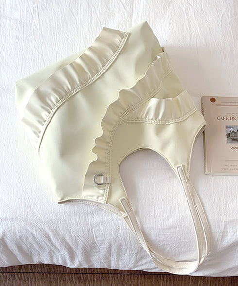 トートバッグ 大容量 肩掛けバッグ 合皮 ラッフルフリルバッグ 韓国風 大人可愛い 手提げバッグ フェイクレザー 通学通勤 ハンドバッグ A4サイズ 2WAY鞄 77YUEL-001